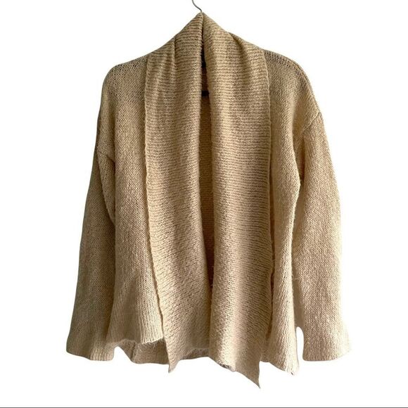 WOODEN SHIPS Paola Buendia Wool Mohair Open Front Cardigan Sweater Cream L - Picture 2 of 9